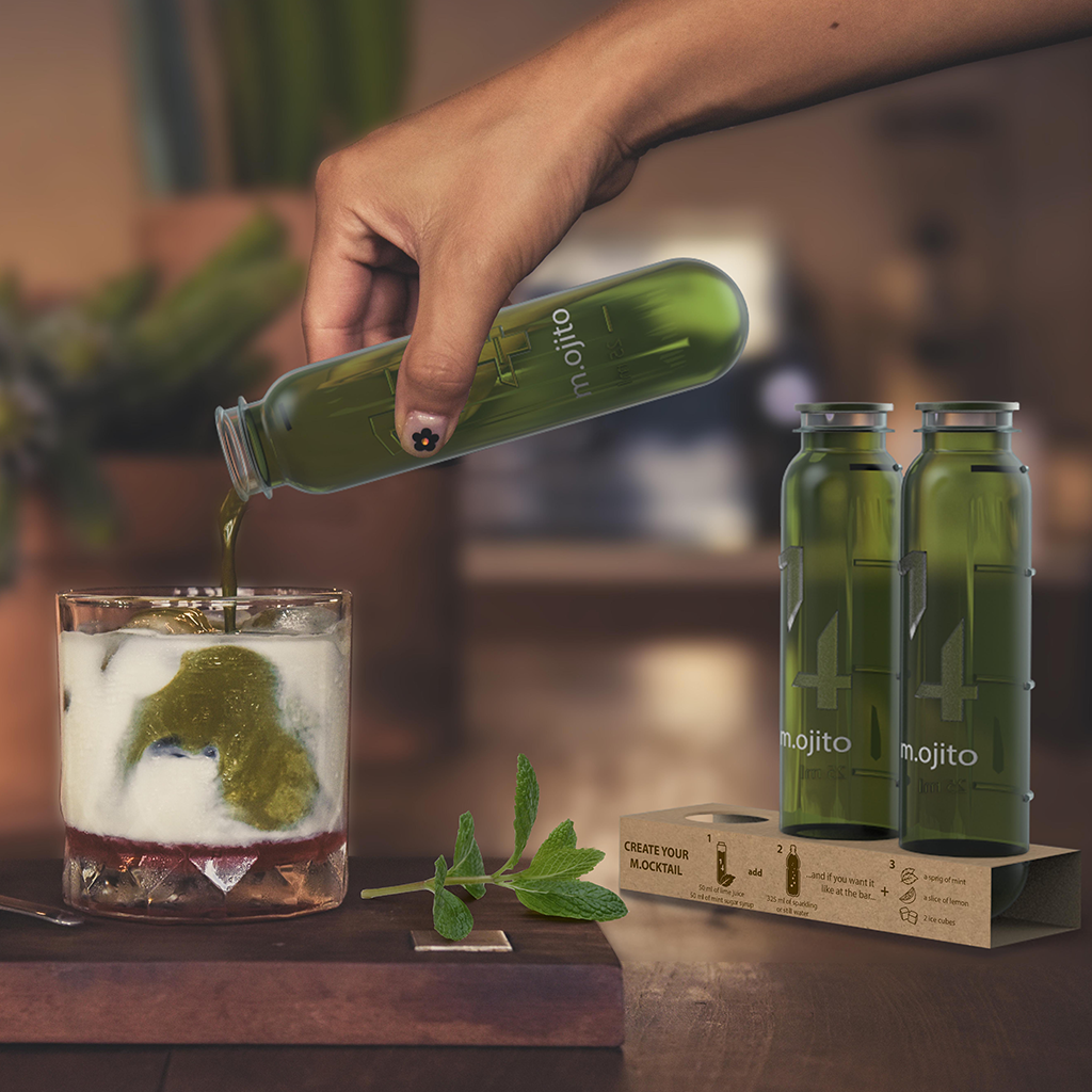 Serving che mocktail inside the concept packaging for Sipa