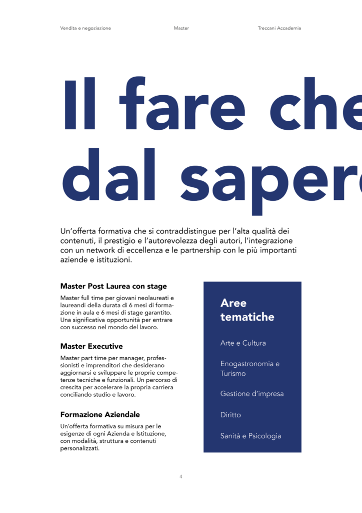 Inner pages of Treccani Accademia Brochure
