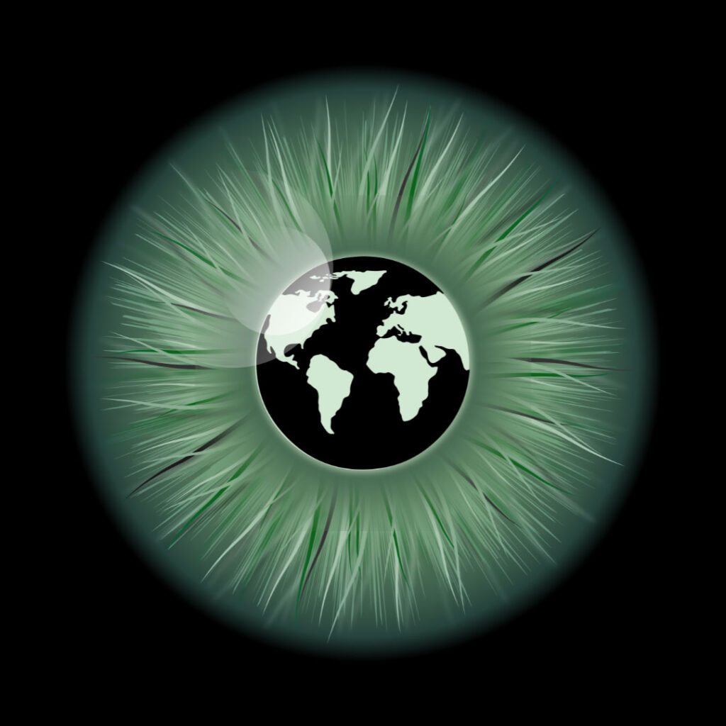 Logo of LOOKING FOR A WOR(L)D, green version.